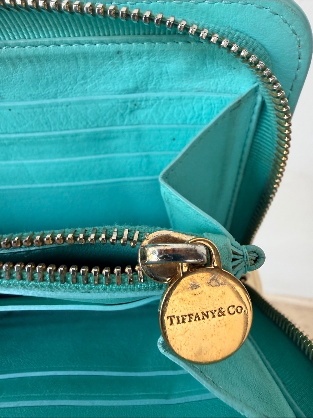 Tiffany & Co Large Zip Around Wallet Tiffany Blue Leather Wallet Authentic - Picture 5 of 11